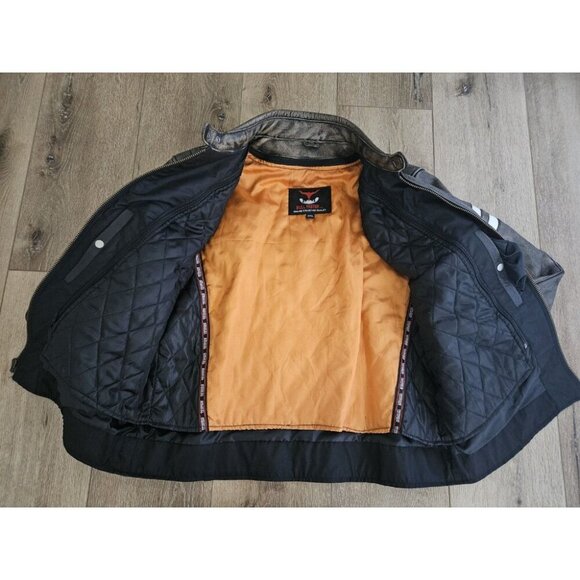 Bull Faster Distressed Brown Leather Motorcycle Jacket With Removable Liner 2XL - Picture 6 of 13
